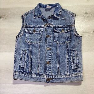 Zara 80’S Edition Distressed Acid Wash Denim Button Up Vest, Size 7